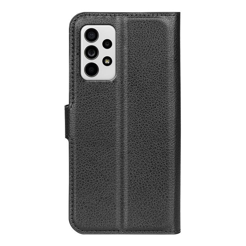 Litchi PU kožené peňaženkové púzdro na mobil Samsung Galaxy A33 5G - čierne