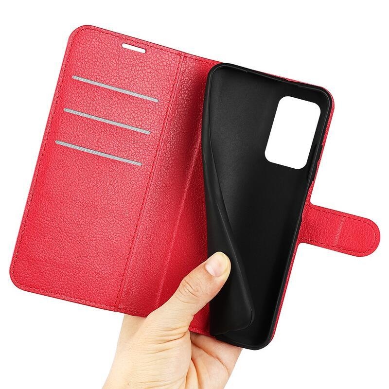 Litchi PU kožené peňaženkové púzdro na mobil Samsung Galaxy A33 5G - červené