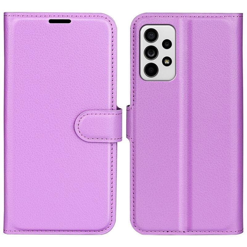 Litchi PU kožené peňaženkové púzdro na mobil Samsung Galaxy A33 5G - fialové