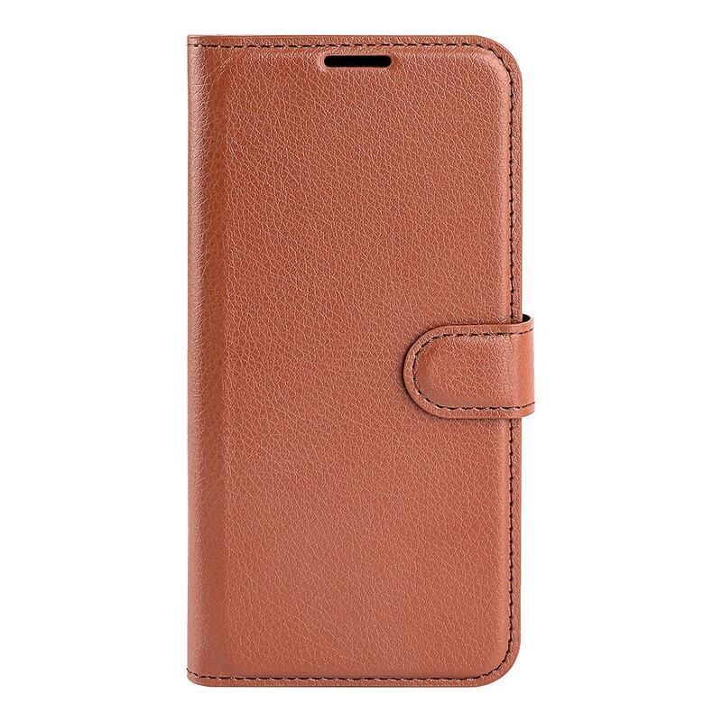 Litchi PU kožené peňaženkové púzdro na mobil Samsung Galaxy A33 5G - hnedé