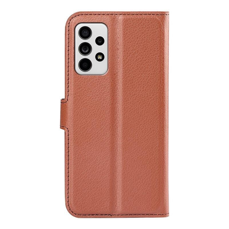 Litchi PU kožené peňaženkové púzdro na mobil Samsung Galaxy A33 5G - hnedé