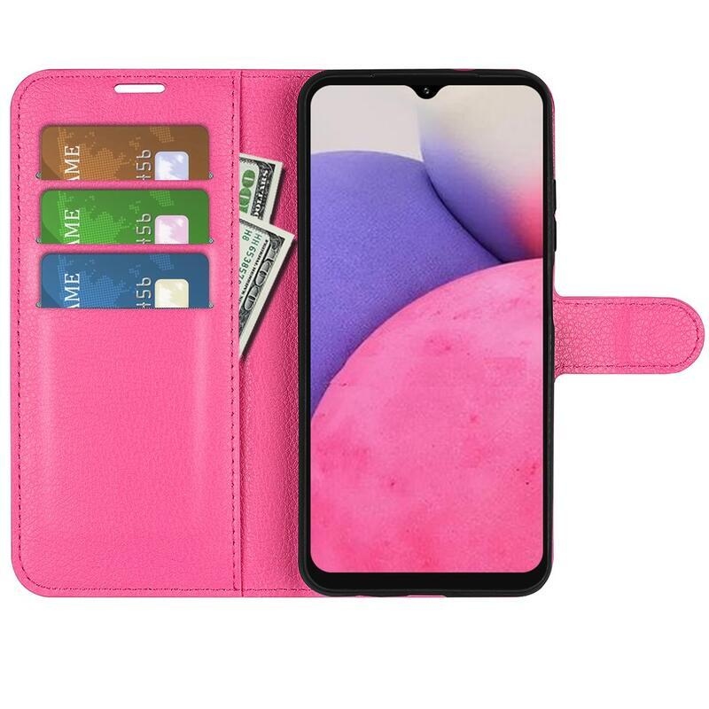 Litchi PU kožené peňaženkové púzdro na mobil Samsung Galaxy A33 5G - rose
