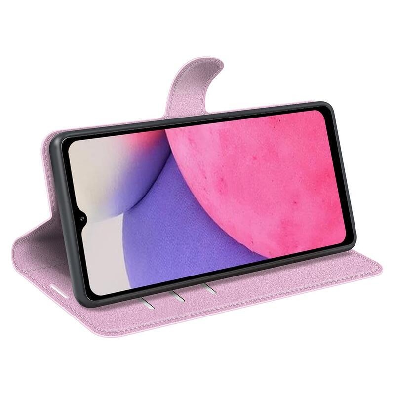 Litchi PU kožené peňaženkové púzdro na mobil Samsung Galaxy A33 5G - ružové