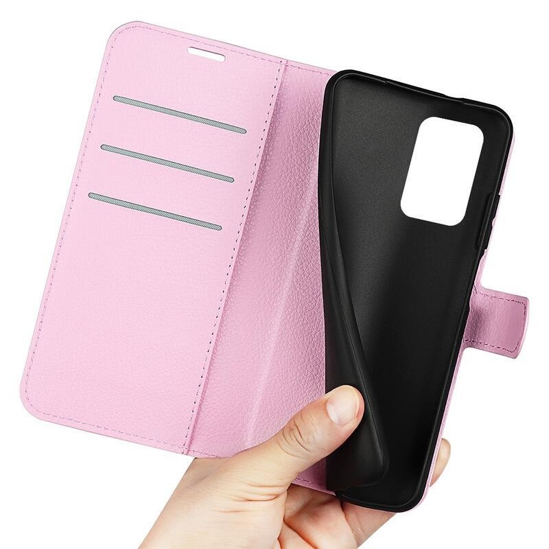 Litchi PU kožené peňaženkové púzdro na mobil Samsung Galaxy A33 5G - ružové