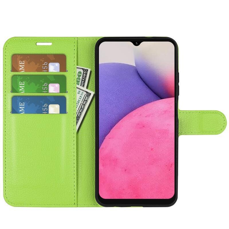 Litchi PU kožené peňaženkové púzdro na mobil Samsung Galaxy A33 5G - zelené
