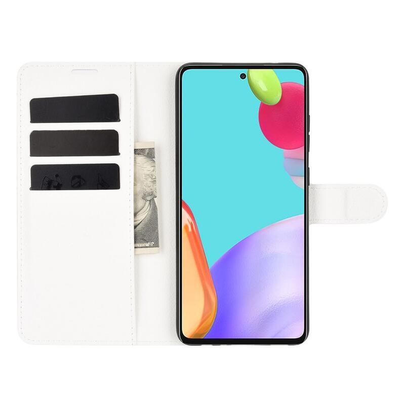 Litchi PU kožené peněženkové puzdro na mobil Samsung Galaxy A52 5G / 4G / A52s 5G - biele