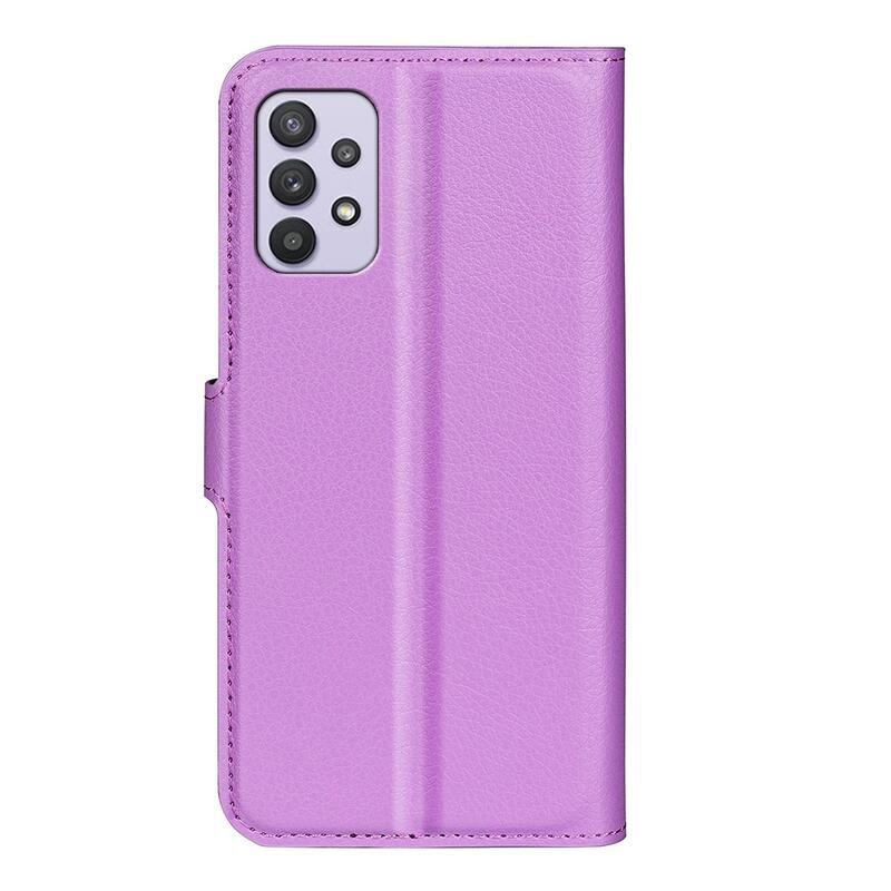 Litchi PU kožené peňaženkové púzdro na mobil Samsung Galaxy A53 5G - fialové