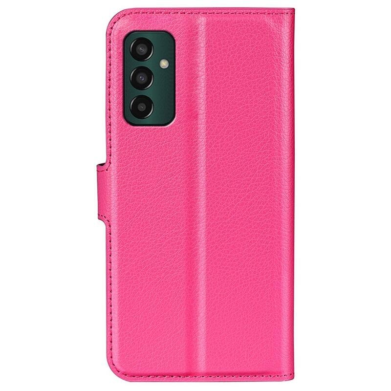 Litchi PU kožené peňaženkové púzdro na mobil Samsung Galaxy M13 4G - rose