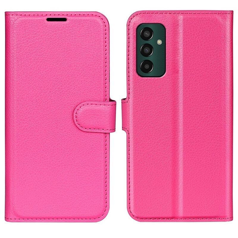 Litchi PU kožené peňaženkové púzdro na mobil Samsung Galaxy M13 4G - rose