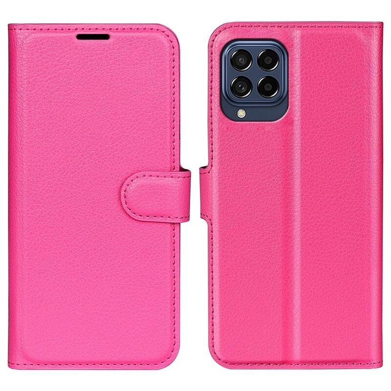 Litchi PU kožené peňaženkové púzdro na mobil Samsung Galaxy M53 5G - rose