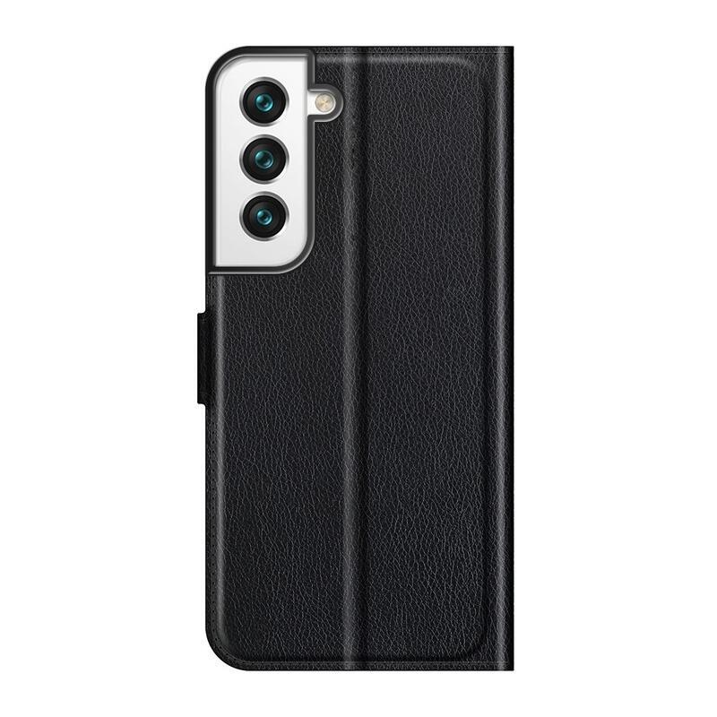 Litchi PU kožené peňaženkové púzdro na mobil Samsung Galaxy S22+ 5G - čierne