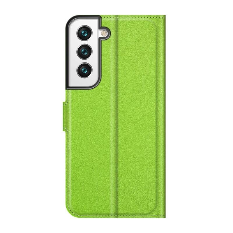 Litchi PU kožené peňaženkové púzdro na mobil Samsung Galaxy S22+ 5G - zelené