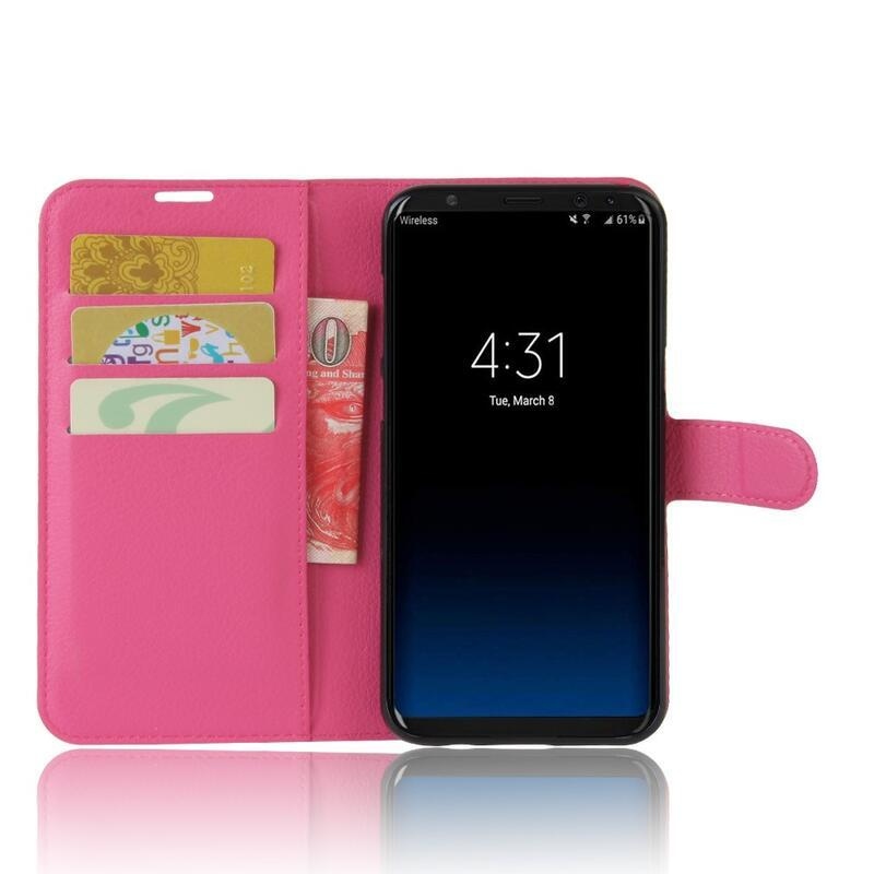 Litchi PU kožené peněženkové puzdro na mobil Samsung Galaxy S8 Plus - rose