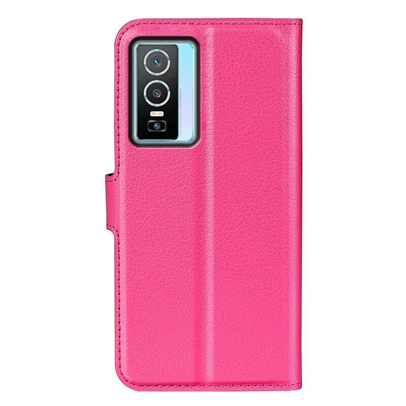 Litchi PU kožené peňaženkové púzdro na mobil Vivo Y76 5G/Y76s - rose