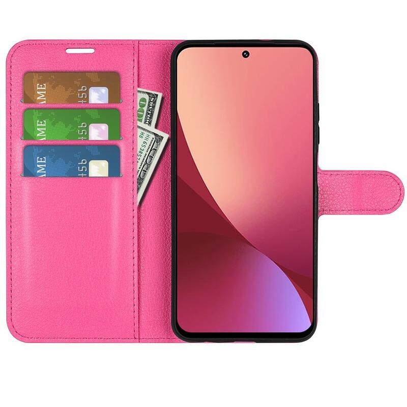 Litchi PU kožené peňaženkové puzdro na mobil Xiaomi 12 Lite - rose