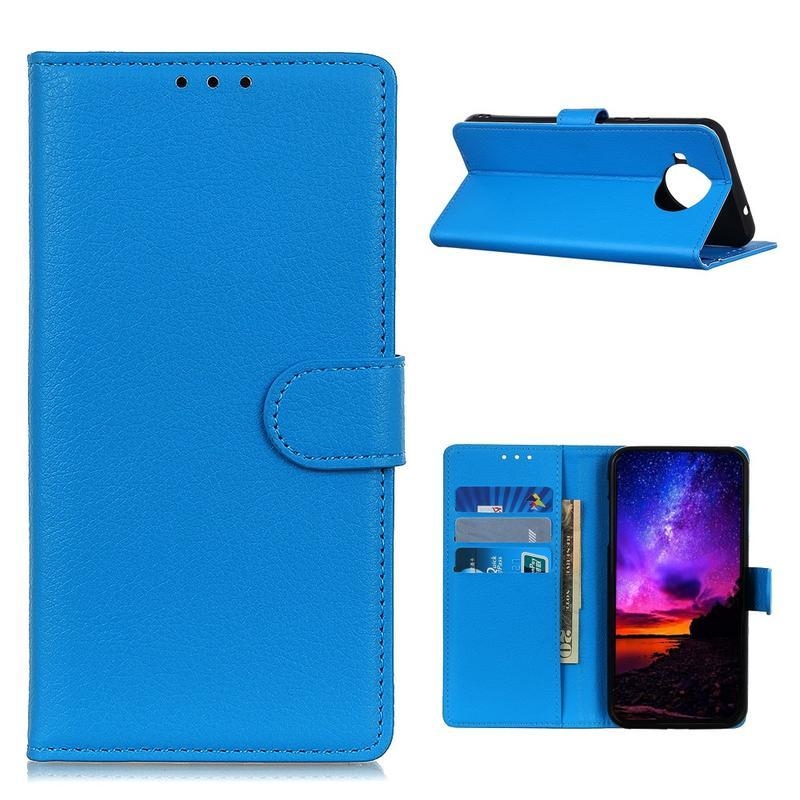 Litchi PU kožené peněženkové puzdro na mobil Xiaomi Mi 10T Lite 5G - modré