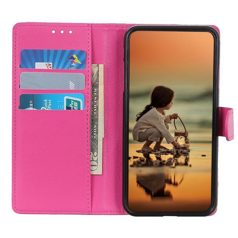 Litchi PU kožené peněženkové puzdro na mobil Xiaomi Mi 10T Lite 5G - ružové