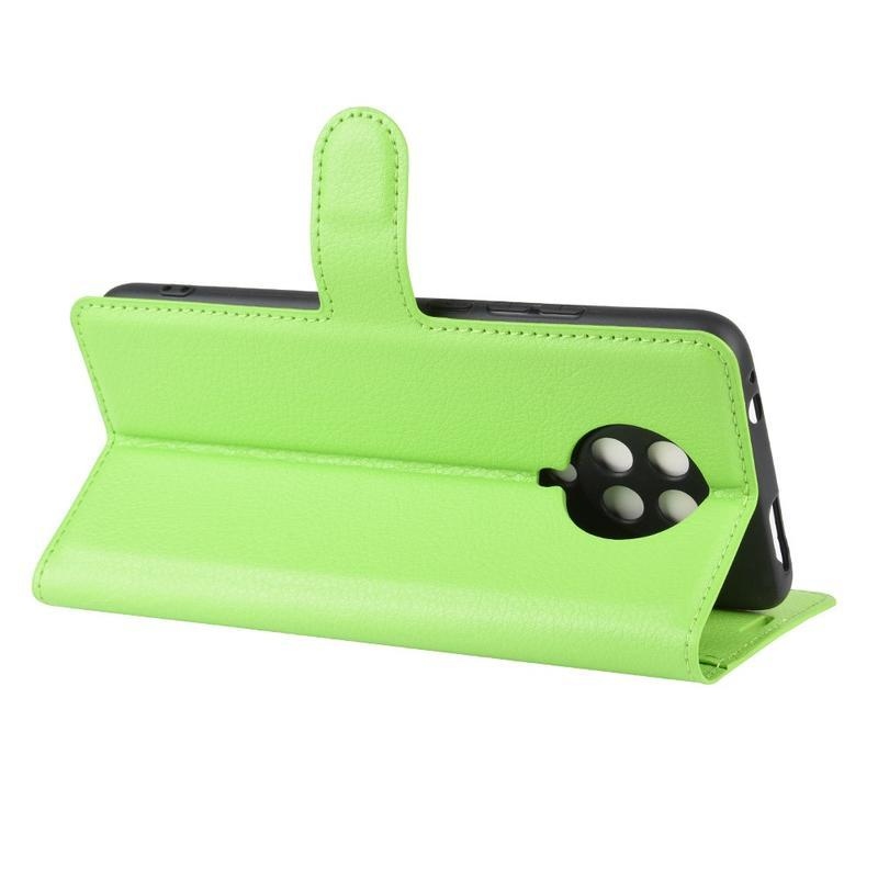 Litchi PU kožené peněženkové puzdro na mobil Xiaomi Poco F2 Pro - zelené