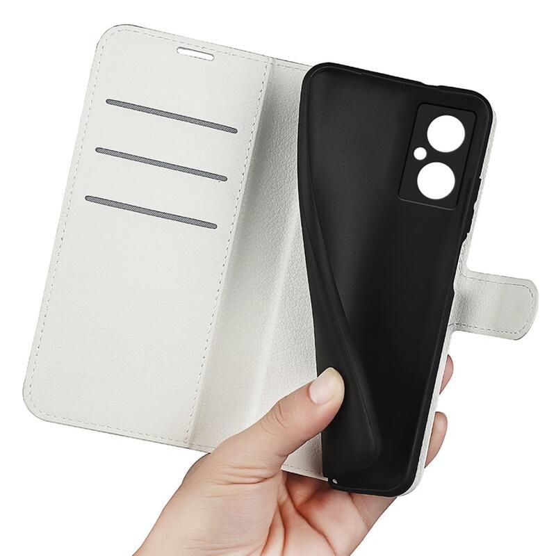 Litchi PU kožené peňaženkové púzdro na mobil Xiaomi Poco M4 5G - biele