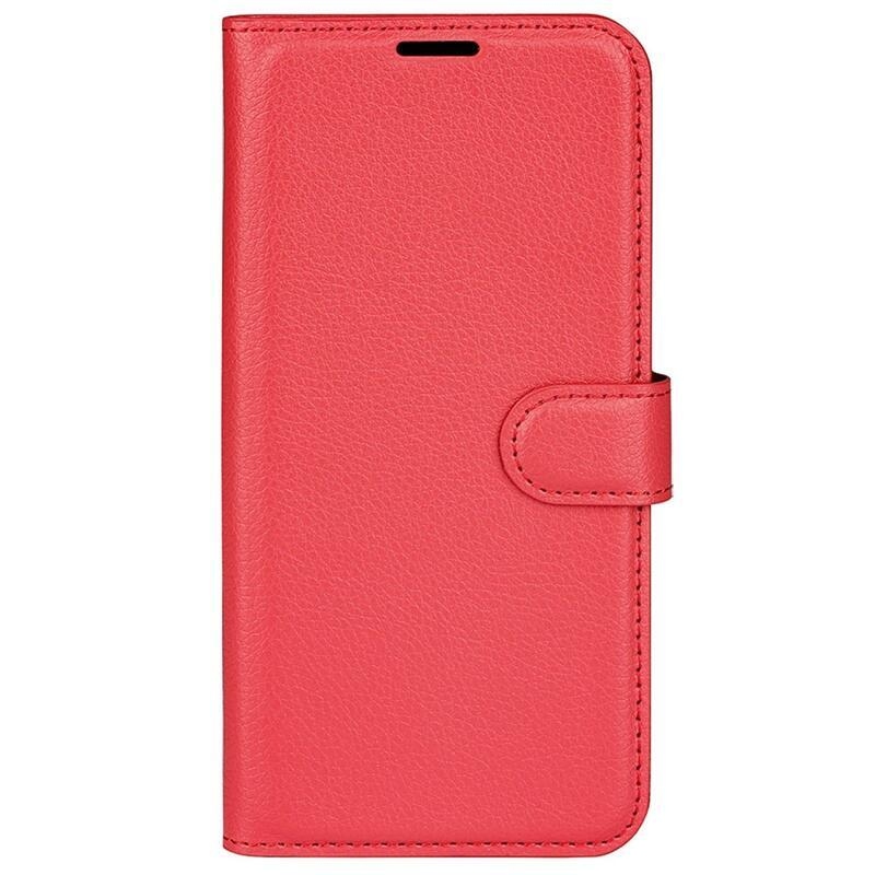 Litchi PU kožené peňaženkové púzdro na mobil Xiaomi Poco M4 5G - červené