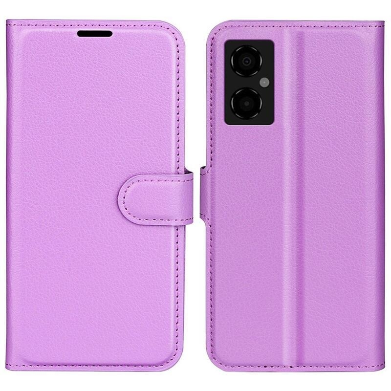 Litchi PU kožené peňaženkové puzdro na mobil Xiaomi Poco M4 5G - fialové
