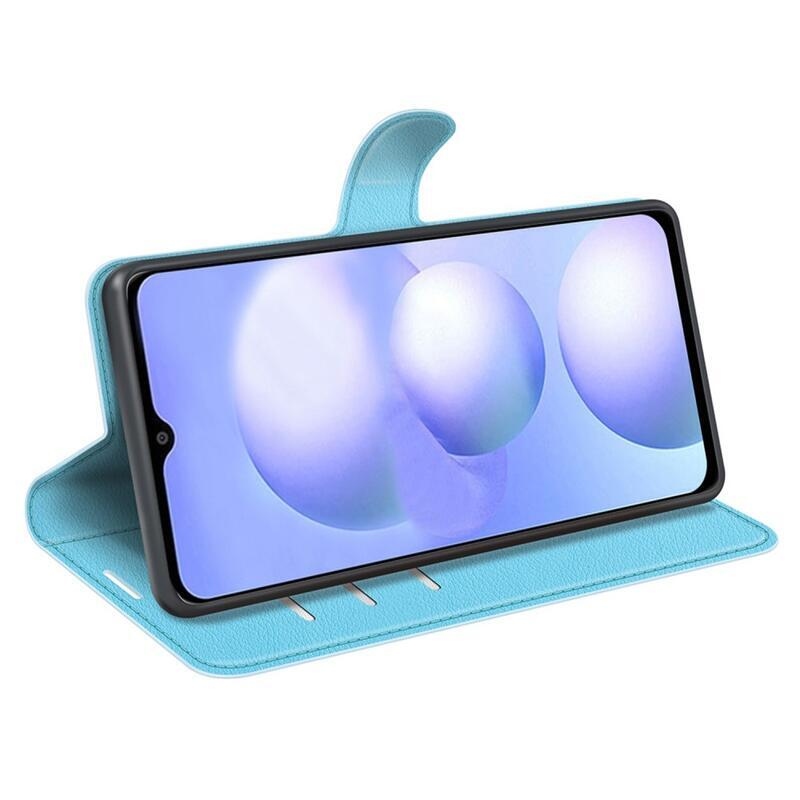 Litchi PU kožené peňaženkové púzdro na mobil Xiaomi Poco M4 5G - modré