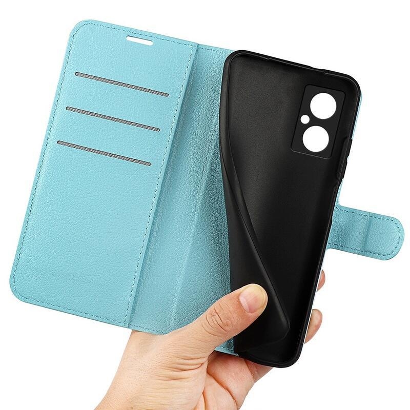 Litchi PU kožené peňaženkové púzdro na mobil Xiaomi Poco M4 5G - modré
