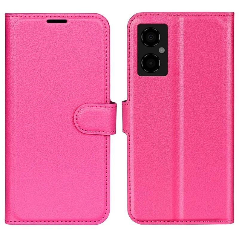 Litchi PU kožené peňaženkové púzdro na mobil Xiaomi Poco M4 5G - rose