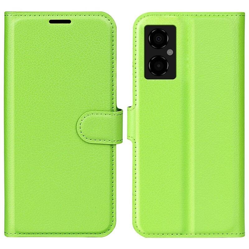 Litchi PU kožené peňaženkové púzdro na mobil Xiaomi Poco M4 5G - zelené