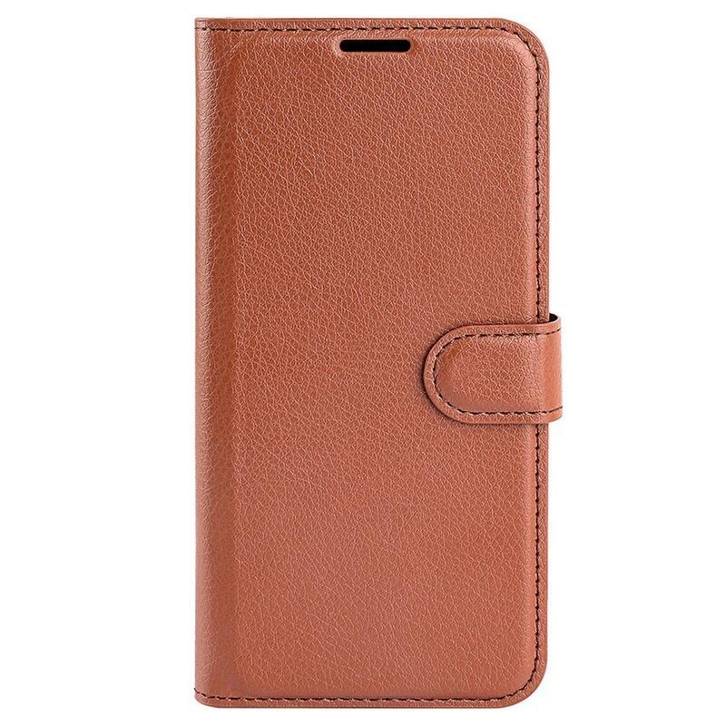 Litchi PU kožené peňaženkové puzdro na mobil Xiaomi Poco M5 - hnedé