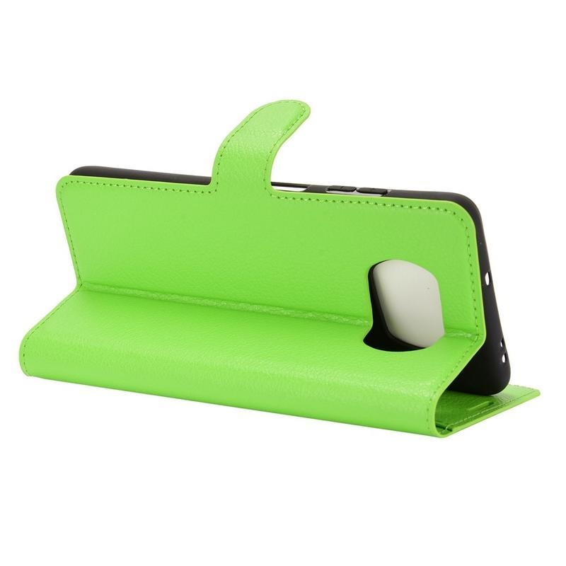 Litchi PU kožené peněženkové puzdro na mobil Xiaomi Poco X3/X3 Pro - zelené