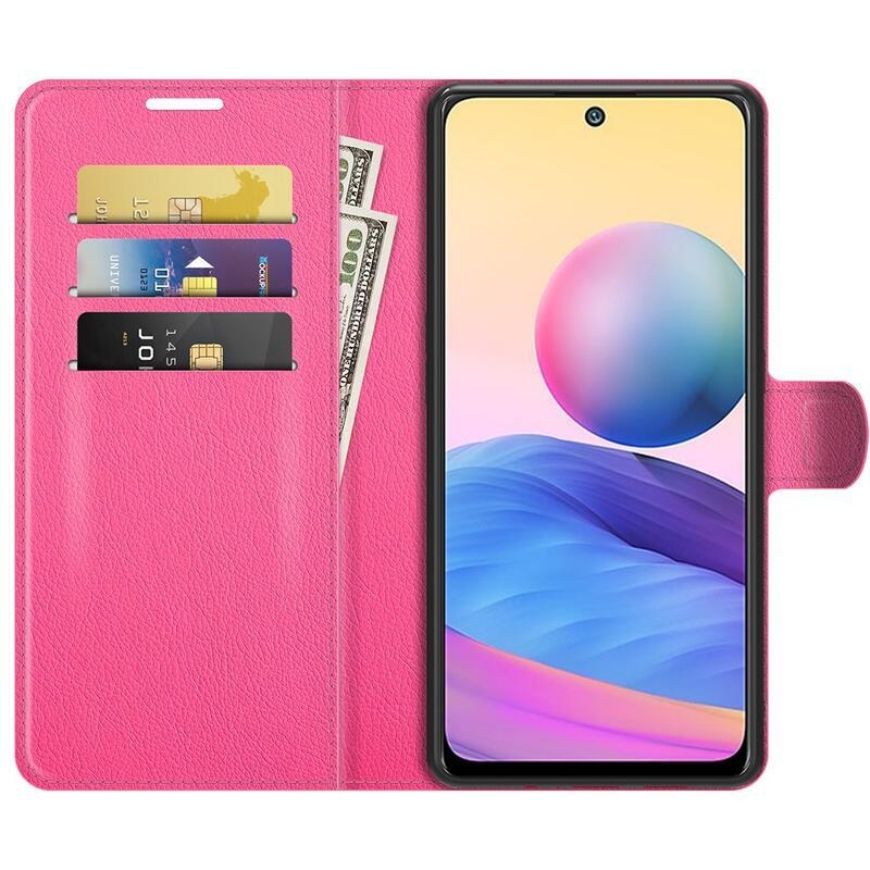 Litchi PU kožené peněženkové puzdro na mobil Xiaomi Redmi Note 10 5G / Poco M3 Pro 4G / 5G - rose