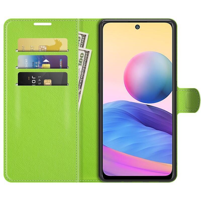 Litchi PU kožené peněženkové puzdro na mobil Xiaomi Redmi Note 10 5G / Poco M3 Pro 4G / 5G - zelené