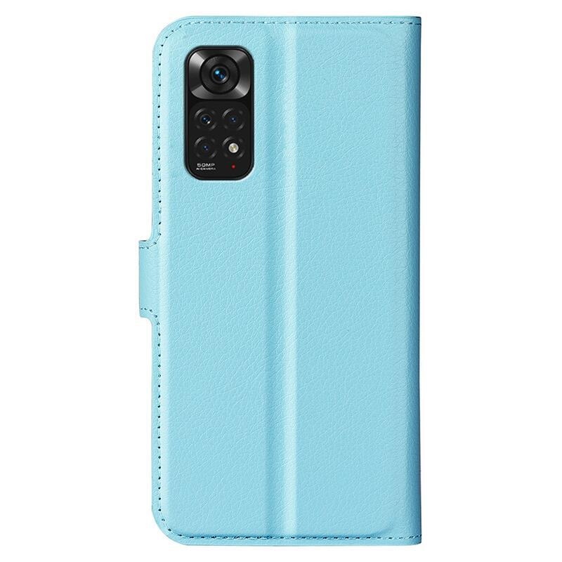 Litchi PU kožené peňaženkové púzdro na mobil Xiaomi Redmi Note 11 4G/Note 11S 4G - modré