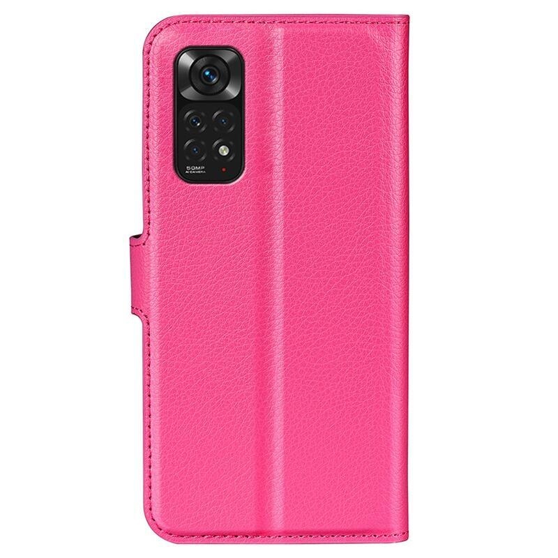 Litchi PU kožené peňaženkové púzdro na mobil Xiaomi Redmi Note 11 4G/Note 11S 4G - rose