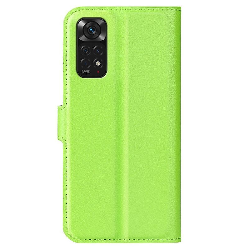 Litchi PU kožené peňaženkové púzdro na mobil Xiaomi Redmi Note 11 4G/Note 11S 4G - zelené