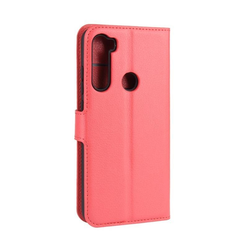 Litchi PU kožené peněženkové puzdro na mobil Xiaomi Redmi Note 8 - červené