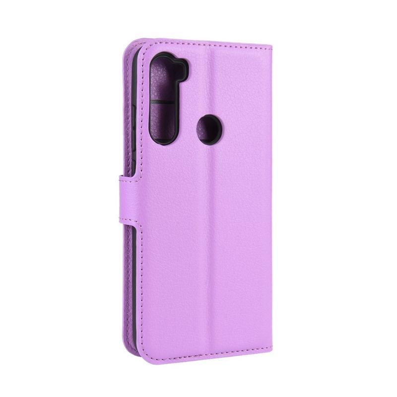 Litchi PU kožené peněženkové puzdro na mobil Xiaomi Redmi Note 8 - fialové