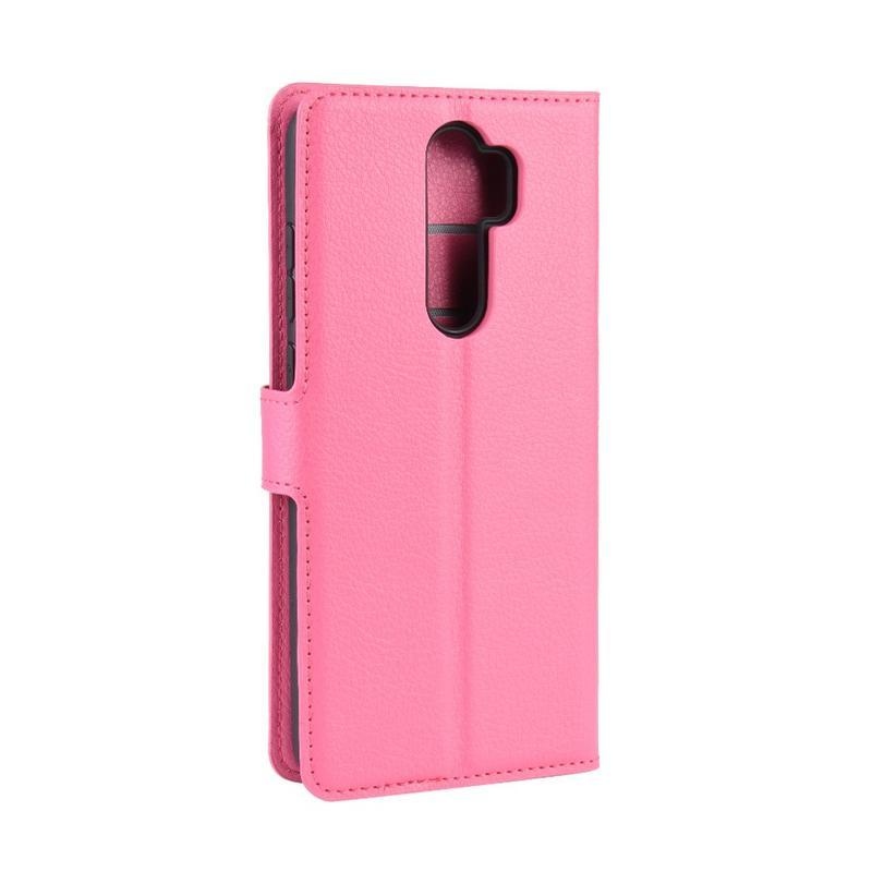 Litchi PU kožené peněženkové puzdro na mobil Xiaomi Redmi Note 8 Pro - rose