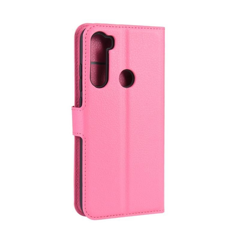 Litchi PU kožené peněženkové puzdro na mobil Xiaomi Redmi Note 8 - rose