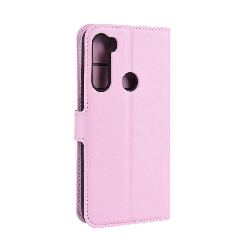 Litchi PU kožené peněženkové puzdro na mobil Xiaomi Redmi Note 8 - ružové