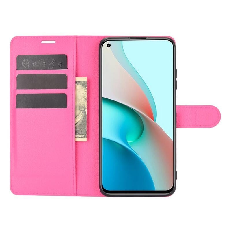 Litchi PU kožené peněženkové puzdro na mobil Xiaomi Redmi Note 9T 5G - rose