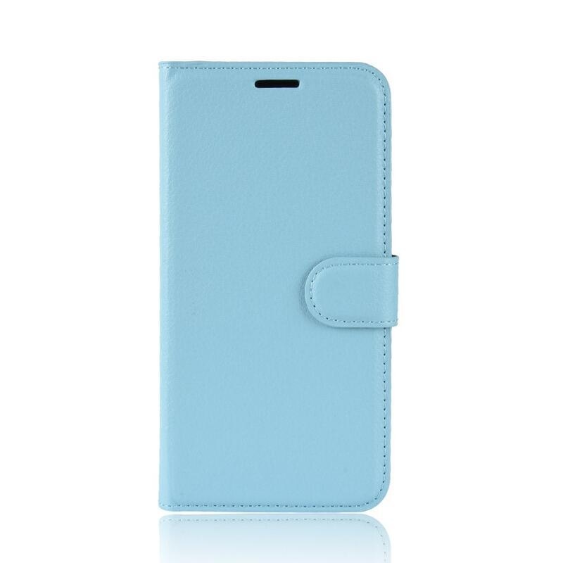 Litchi PU kožené peňaženkové púzdro na telefón Xiaomi Redmi 6A - modré