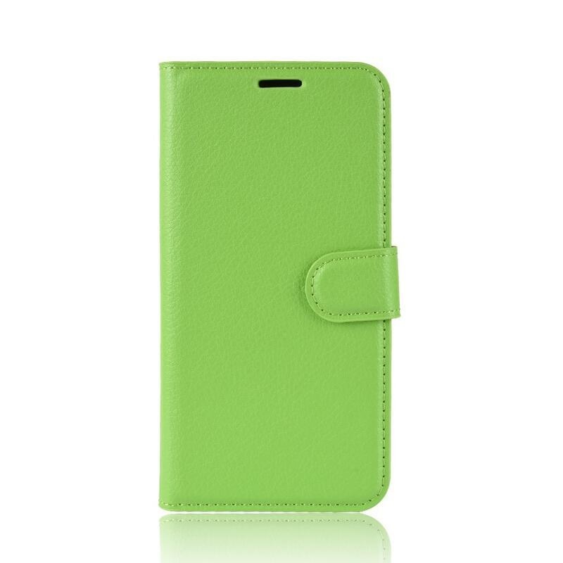 Litchi PU kožené peňaženkové púzdro na telefón Xiaomi Redmi 6A - zelené