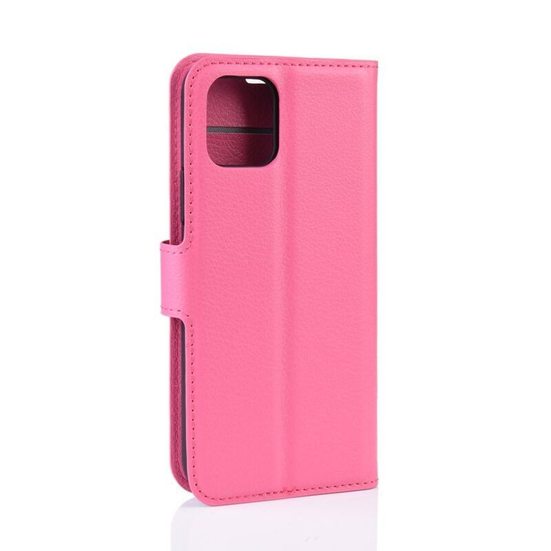Litchi PU kožené peňaženkové púzdro pre mobil iPhone 11 Pro 5.8 - rose