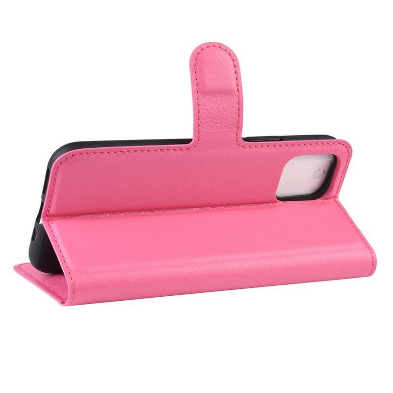 Litchi PU kožené peňaženkové púzdro pre mobil iPhone 11 Pro 5.8 - rose