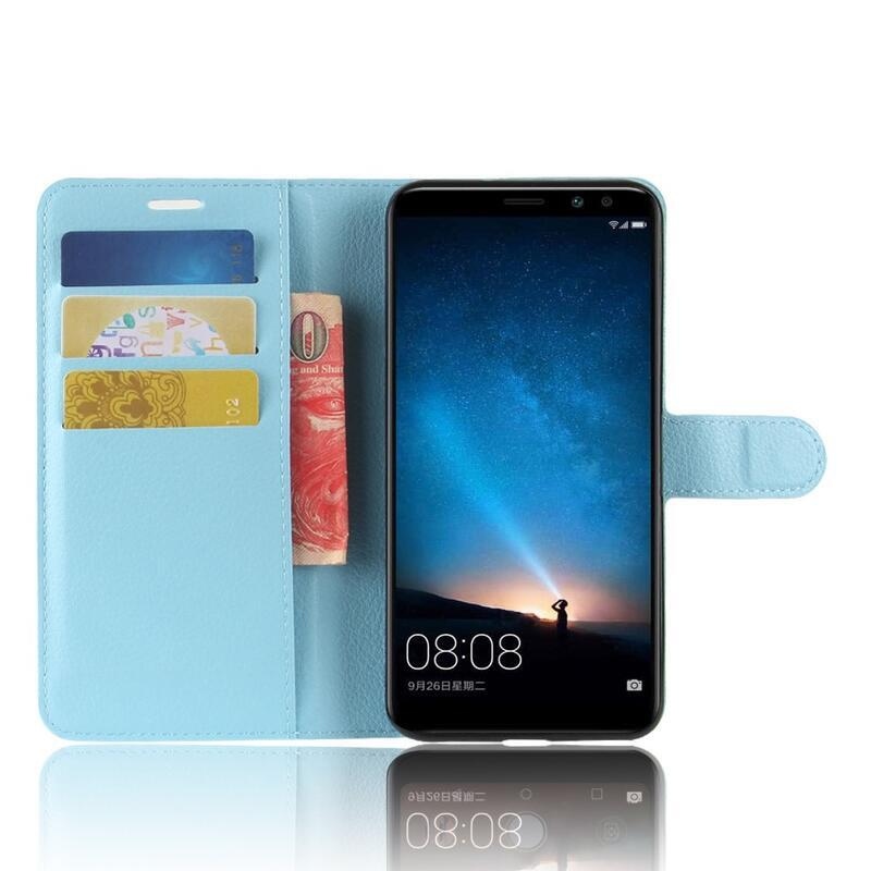 Litchi PU kožené puzdro na mobil Huawei Mate 10 Lite - svetlomodré