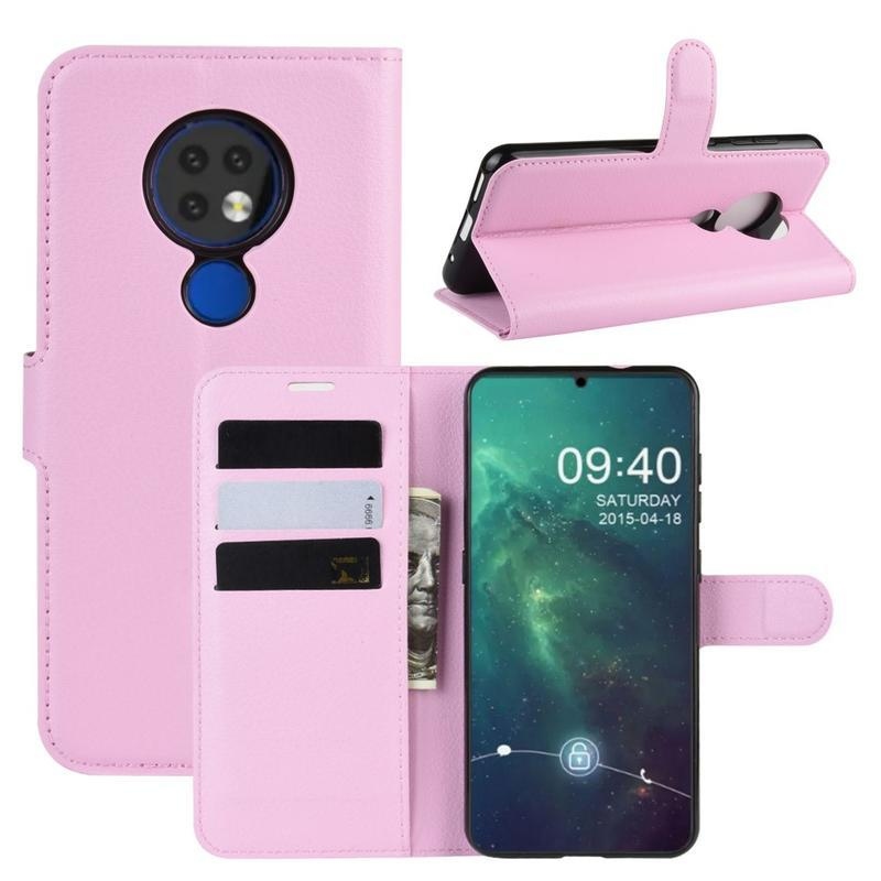Litchi PU kožené puzdro na mobil Nokia 6.2 / Nokia 7.2 - ružové