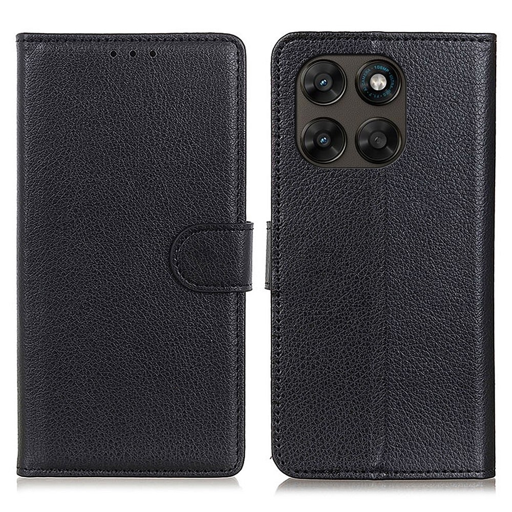 Litchie knižkové púzdro na Motorola Moto G87 5G/G77 5G/G67 5G - čierne