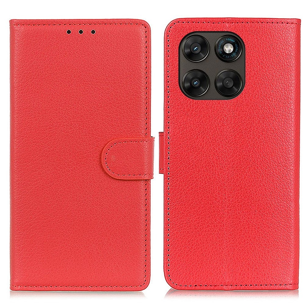 Litchie knižkové púzdro na Motorola Moto G87 5G/G77 5G/G67 5G - červené